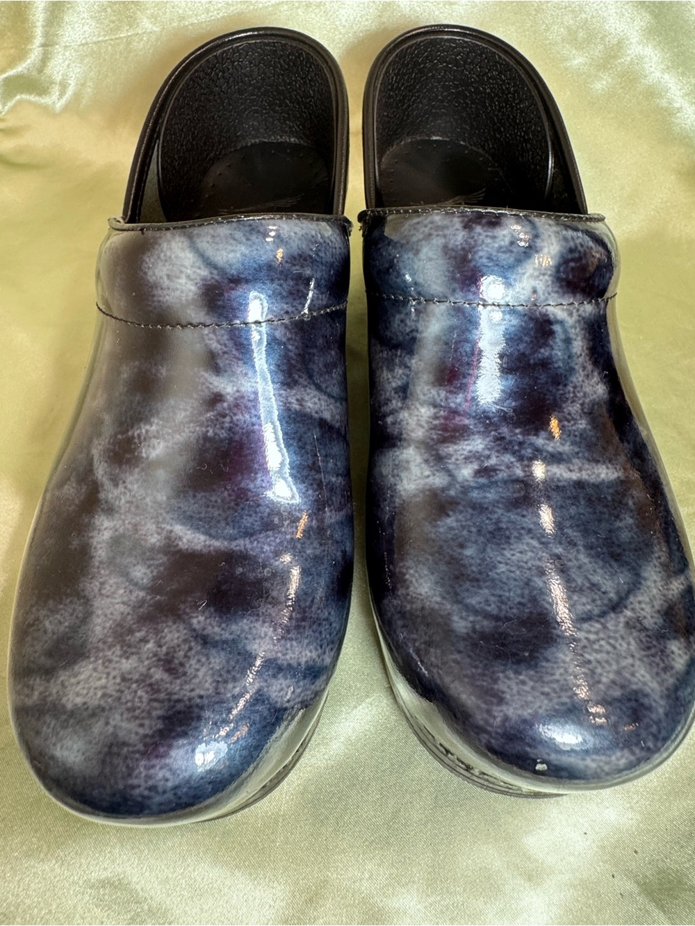 Dansko Blue Marble Shiny Slip-On Work Clogs Women’s size 38